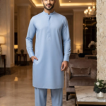 Men's Unstitched Super Cocktail Plus Wash & Wear Baby Blue Suit