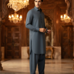 Men's Unstitched Stylish Cotton Charcoal Grey Suit