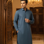 Men's Unstitched Super Glory Steel Blue Suit