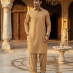 Men's Unstitched Super Fine Wash & Wear Mustard Beige Suit